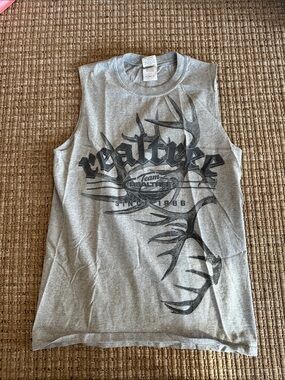 Realtree Gray Sleeveless Antler Graphic Tee